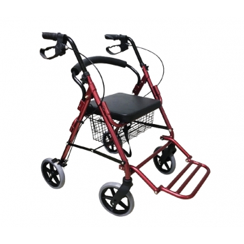 ARmedical Podpórka rehabilitacyjna 4-kołowa – aluminiowa, Comfort, bordowy