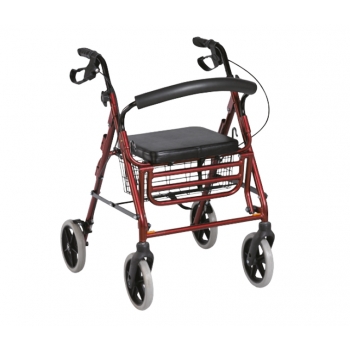 ARmedical Podpórka rehabilitacyjna 4-kołowa – aluminiowa, Comfort, bordowy